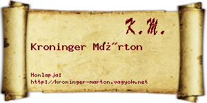 Kroninger Márton névjegykártya