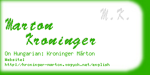 marton kroninger business card